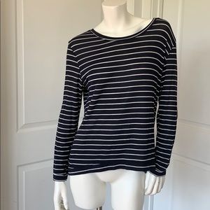 Zara striped shirt w suede elbow patches M